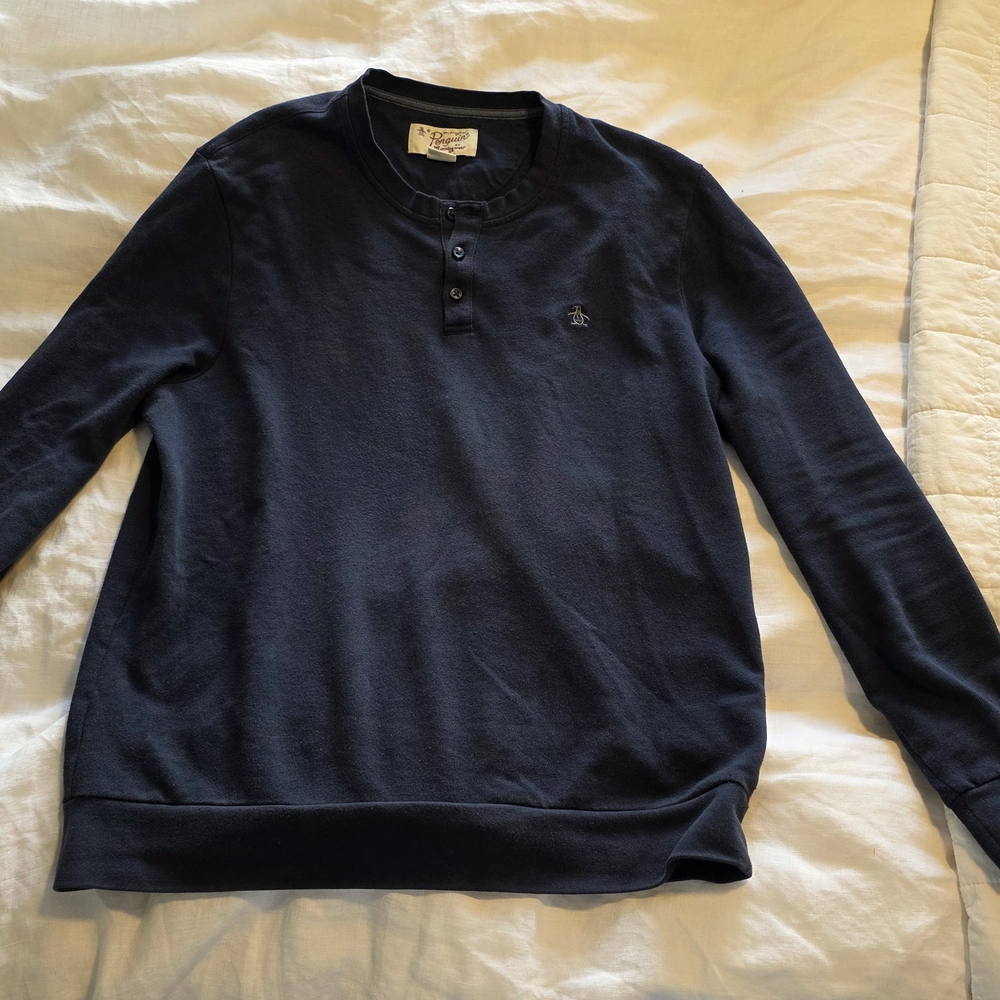 Original Penguin Navy Henley Pullover